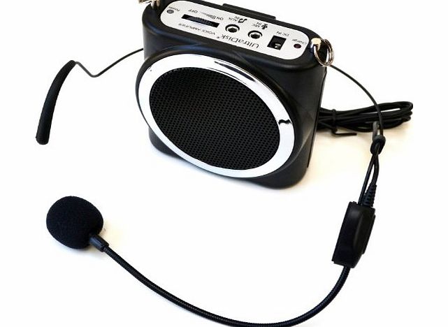 UltraDisk DVA 10W Portable Voice Amplifier Headworn Microphone Black mini PA Teachers Tour Guides Sports Events Performance Voice Amp