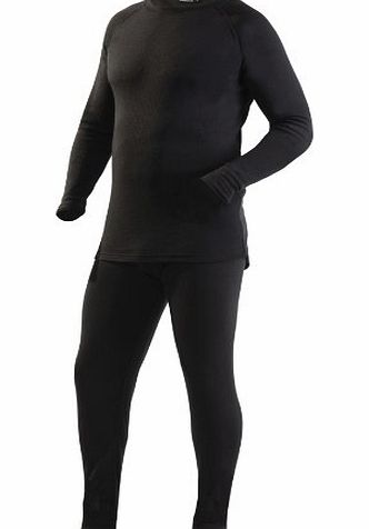 Ultrasport Mens Thermal Underwear Set with Quick-Dry Function - Black, Large
