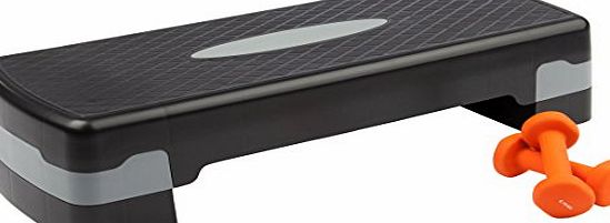 Ultrasport with 2 Vinyl Dumbbells Aerobic Step - Black/Grey