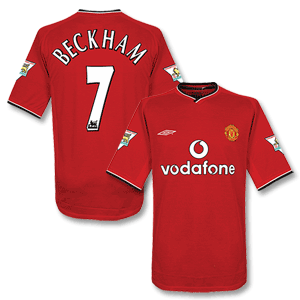 Umbro 00-02 Man Utd Home Shirt   Beckham 7   01-02 Premier League Champions Patches
