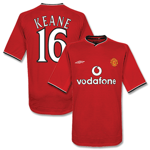 00-02 Man Utd Home Shirt + Keane 16 (C/L Style)