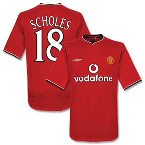 Umbro 00-02 Man Utd Home Shirt   Scholes 18 (C/L Style)