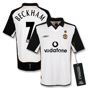 Umbro 01-02 Man Utd Centenary Shirt - White - Players   Beckham No.7