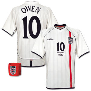 Umbro 01-03 England Home shirt Deutschland v England Emb.   Owen