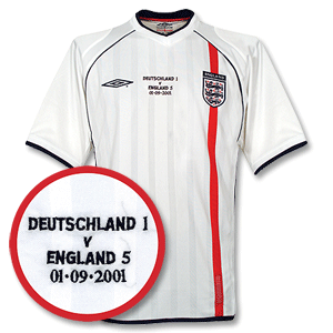 Umbro 01-03 England Home shirt (England v Deutschland Embroidery New Location)