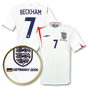 Umbro 05-07 England Home Shirt   Germany WC2006 Emb   Beckham 7