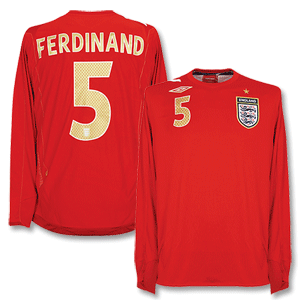 Umbro 06-08 England Away L/S Shirt   Ferdinand 5