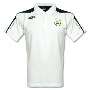 Umbro 08-09 Ireland Bench Polo Shirt - White/Navy/Green