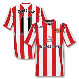 Umbro 08-09 Sunderland Home Shirt   Diouf 11