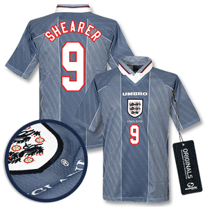 Umbro 96-97 England Away L/S shirt Players   Shearer 9