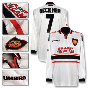 Umbro 97-99 Man Utd Away L/S shirt Players   Beckham 7 European Style
