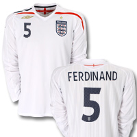 Umbro England Home Shirt 2007/09 with Ferdinand 5