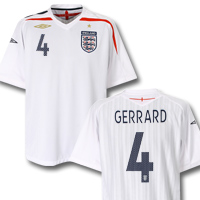Umbro England Home Shirt 2007/09 with Gerrard 4