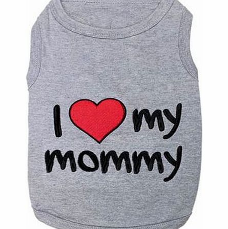 Umiwe TM) Cute I Love Mommy Printed Pet Dog Polyester T Shirt (Grey,L) With Umiwe Accessory Peeler
