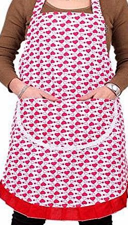 Umiwe TM) Stylish Red Heart Pattern Womens Aprons With Pocket With Umiwe Accessory Peeler