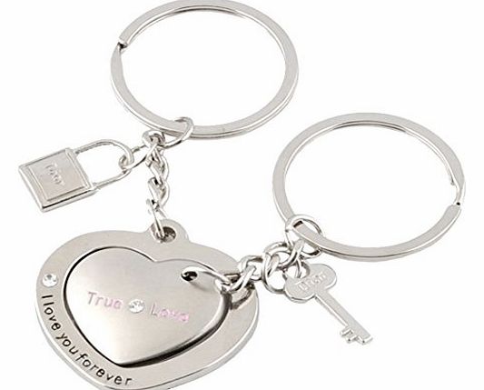 TM) Wedding Anniversary Gift Heart to Heart Love Keychain Letter Key Ring for Couple Lover,Silver With Umiwe Accessory