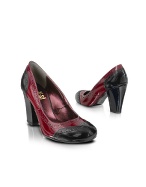 Un Deux Trois Blue and Red Perforated Patent Leather Pump Shoes