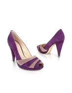 Two-tone Purple Suede Platform Pump Shoes