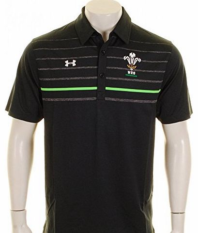 Under Armour Wales WRU 2014/15 Players Media Rugby Polo Shirt Anthracite/White - size L