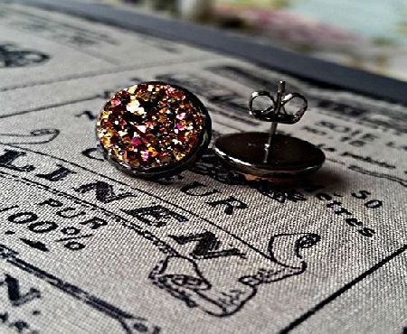 Under the Rowan Trees Copper druzy effect ear studs