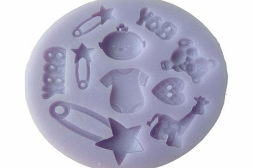 underneaththemoonlaura Sugarcraft Mini Infant BABY BOY print silicone mould, with letters, clothing, toys 97x21mm