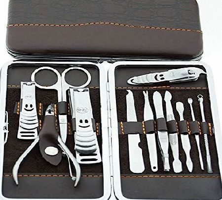 UNHO Finger Toe Nail Cutter Stainless Steel 12 pcs Personal Manicure Nail Scissors Set Nail Clipper Earpick Grooming Pedicure Kits Men/Women Nail Trimmer