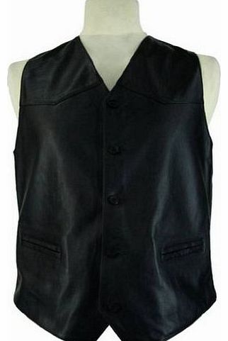 Mens Real leather Waist coat Black (XL)