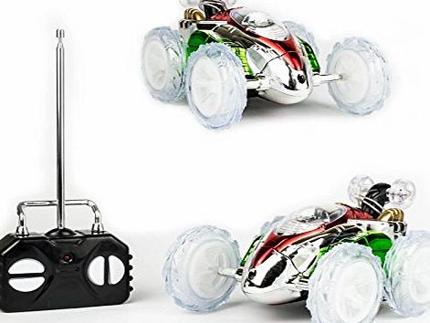 Uniloop Turbo 360 Twister Dasher Stunt Car Twister Remote Control Kids Flash Light Rolling Toy Battery Operated (Green)