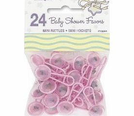 Unique Baby Shower Pink Mini Rattles Favours - Pack of 24