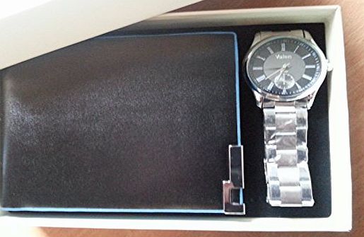 unique gift shop MENS TWO PIECE STYLISH WALLET AND BLACK FACE VALEN WRIST WATCH BOX SET