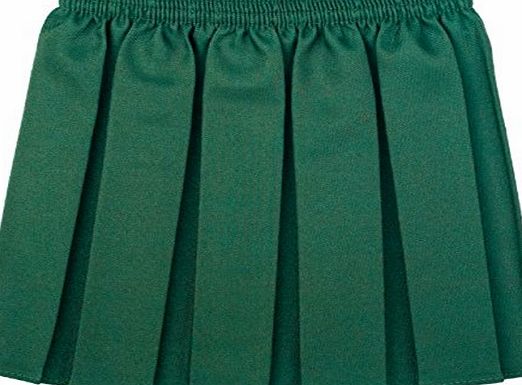 Unique Girls School Uniform Box Pleated Elastic Skirt Green Size 11-12 Yrs