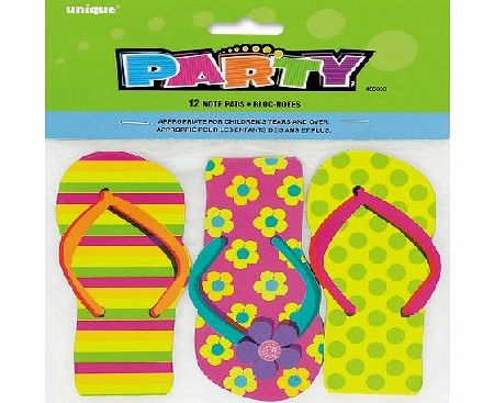 Pack Of 12 Flip Flop Note Pads. Ideal For Party Bag Fillers, Summer Hawaiian Or Luau Partie. Size Of Book 11cm X 5cm.