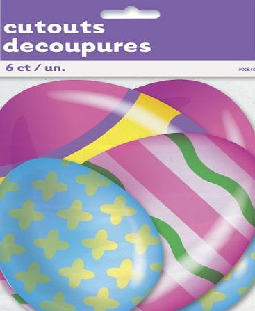 Unique Party Paper Cut Out Easter Egg Decorations, Pack of 6