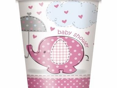 Unique Party Unique Pink Umbrellaphants Baby Shower Party Ware - 8 Paper Cups 9oz
