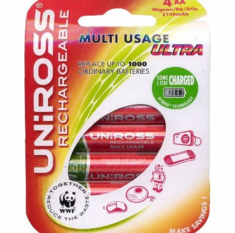 Uniross 4 x AA Multi Usage Long Life Batteries