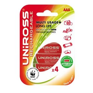Uniross 4 x AAA Multi Usage ULTRA Batteries