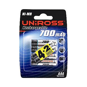 Uniross 6 x AAA Rechargeable Batteries - 700mAh
