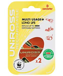Uniross D Pre-Charged Multi-Usage Plus - 2 Pack