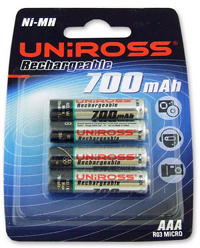 Uniross NI-MH AAA Rechargable Batteries