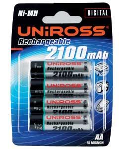 Uniross Rechargeable AA Batteries - 4 Pack