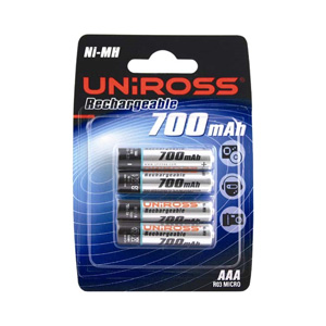 Uniross Value Rechargeable Batteries - 4 x AAA