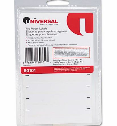 Universal - File Folder Labels for Typewriters, 9/16 x 3-13/16, White, 248/Pack - Sold As 1 Pack - Print from a laser printer for a professional-looking filing system.