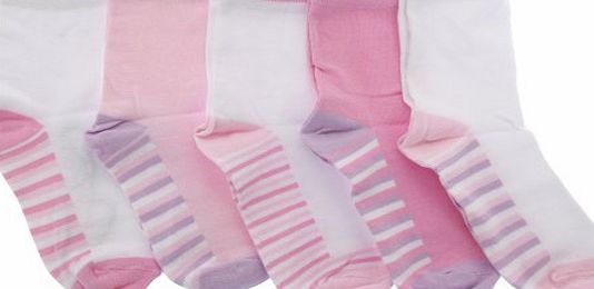 Girls/Kids Patterned Cotton Rich Socks (Pack of 5) (UK Shoe 4-5.5 , Euro 37-38.5 (Age: 13 + years)) (Pink/White/Lilac)