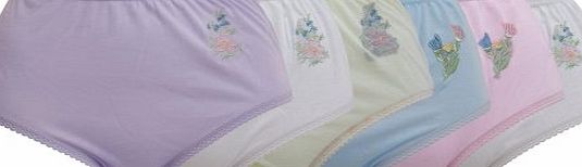 Universal Textiles Womens/Ladies Embroidered Underwear Full Briefs (Pack of 6) (UK 16-18 EURO 44-46 (Waist 32-34inch, 81-87.5cm)) (Assorted)