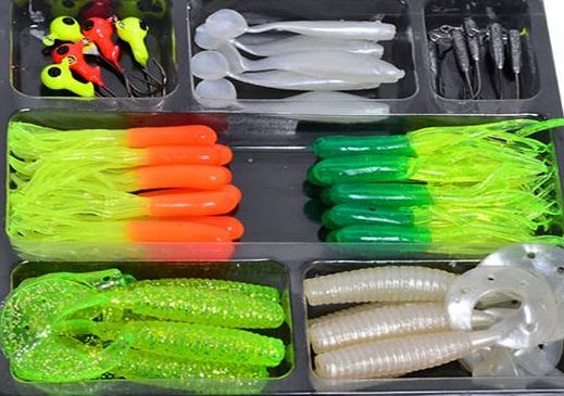 Unknown 35* Soft Baits   10* Jig Head Lures Sets Outdoor Fishing Tackle Set