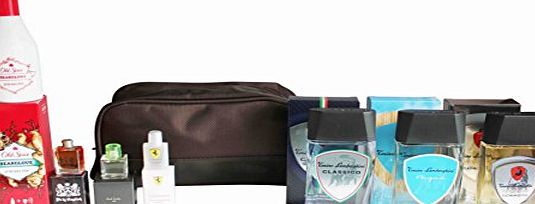 Unknown 4x Aftershave and 3x Miniature EDT Perfume Bundle for Men - 8 Items - with Toiletry Bag