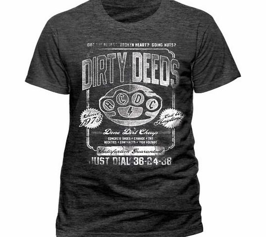 AC/DC Mens Dirty Deeds Duster Short Sleeve T-Shirt, Black, X-Large