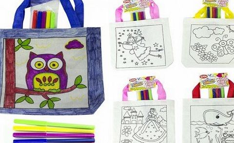 Unknown Colour Your Own Kids Tote Bag With Pens