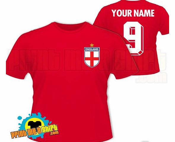 Custom-made Kids customisable england t shirt, Extra Large, Red