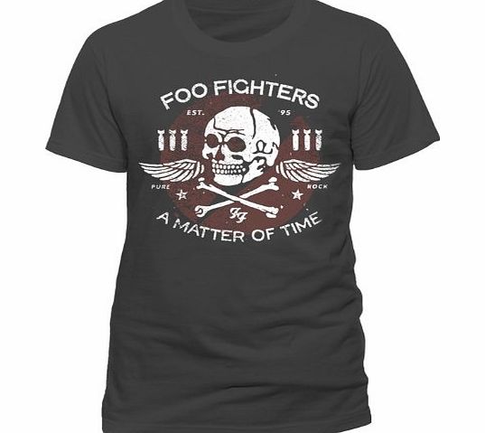 Foo Fighters Mens Matter of Time Short Sleeve T-Shirt, Grey (Charcoal), Large
